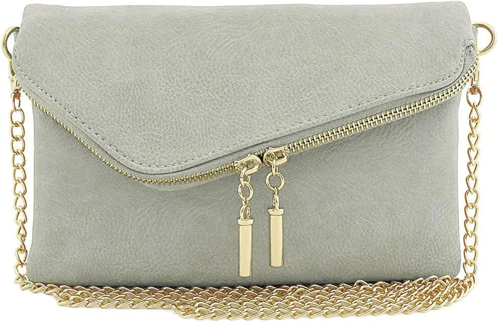 FashionPuzzle Envelope Wristlet Clutch Crossbody Bag with Chain Strap