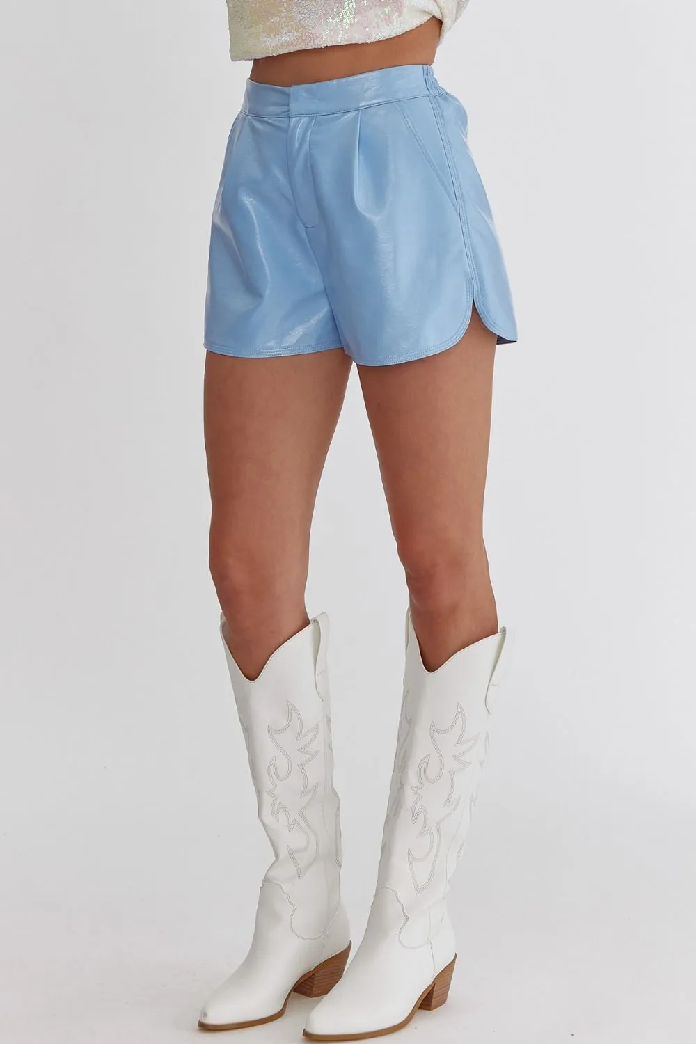 Faux Leather Metallic Shorts