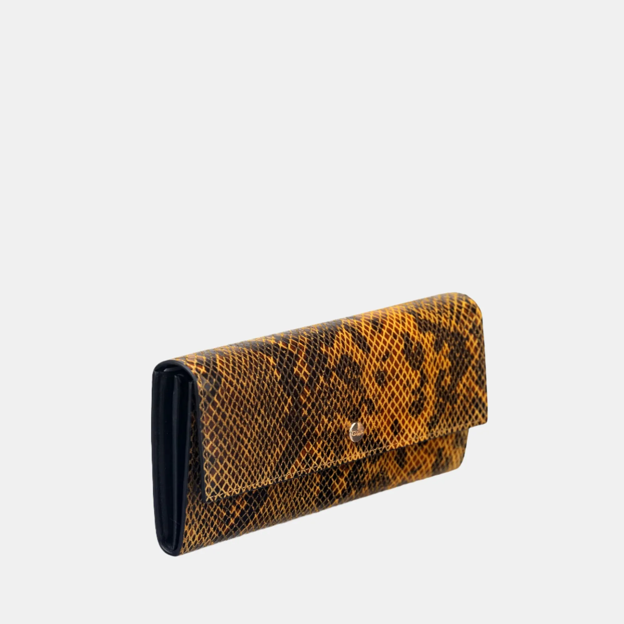 Faux Python Flapover Clutch