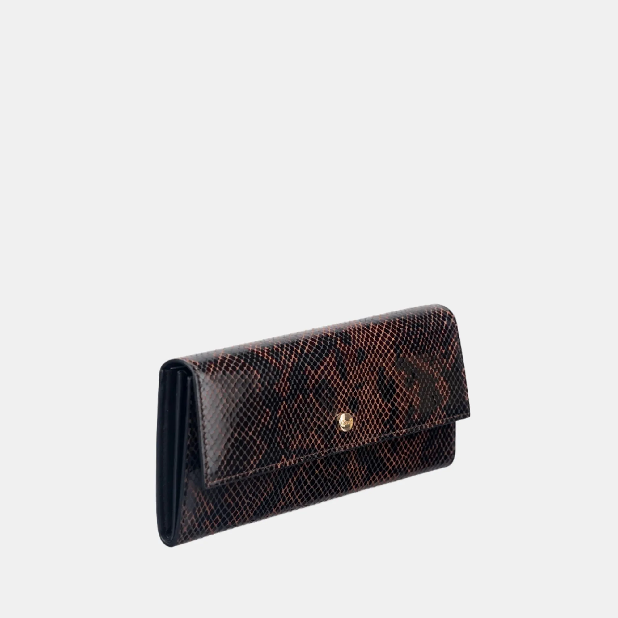 Faux Python Flapover Clutch