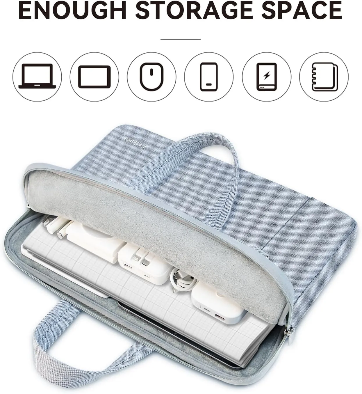 Ferkurn Laptop Bag Case Women Men Computer Sleeve with Shoulder Compatible with HP Envy Pavilion/Inspiron/Thinkpad/Vivobook/MSI/Surface,Waterproof Briefcase with Handle, Light Gray, 15 15.6 Inch