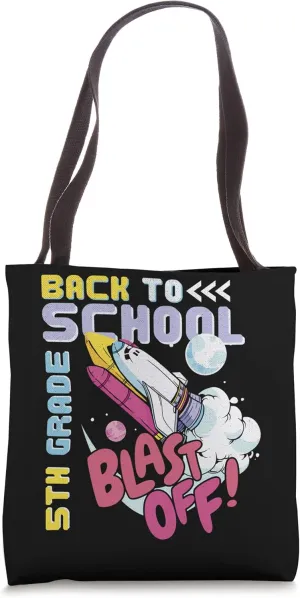 Fifth Grade Back to School Blast Off Rocket Ship Science Tote Bag