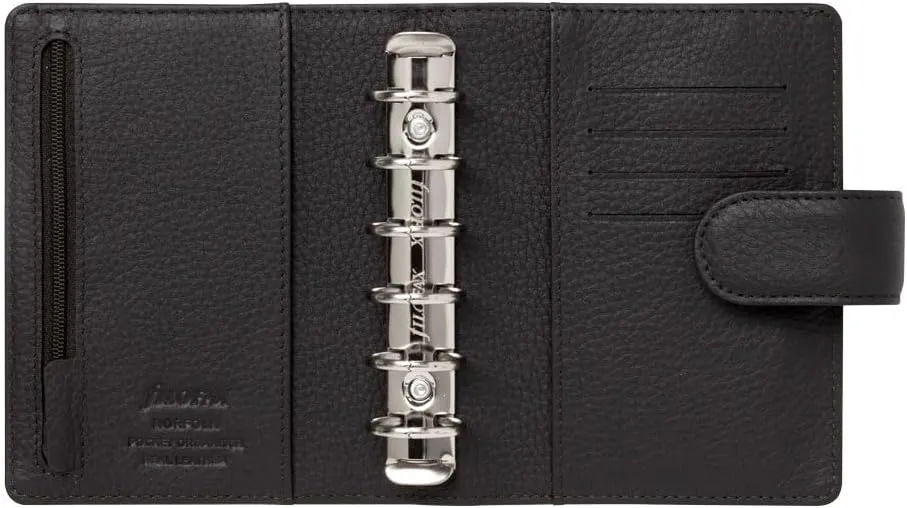 Filofax Norfolk Organizer, Pocket Size, Espresso - Soft, Full-Grain Leather, Six Rings, Week-to-View Calendar Diary, Multilingual, 2025 (C022667-25)