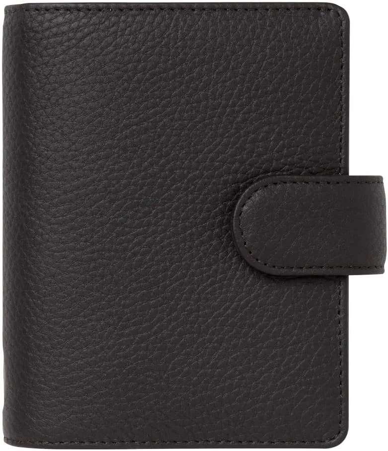 Filofax Norfolk Organizer, Pocket Size, Espresso - Soft, Full-Grain Leather, Six Rings, Week-to-View Calendar Diary, Multilingual, 2025 (C022667-25)