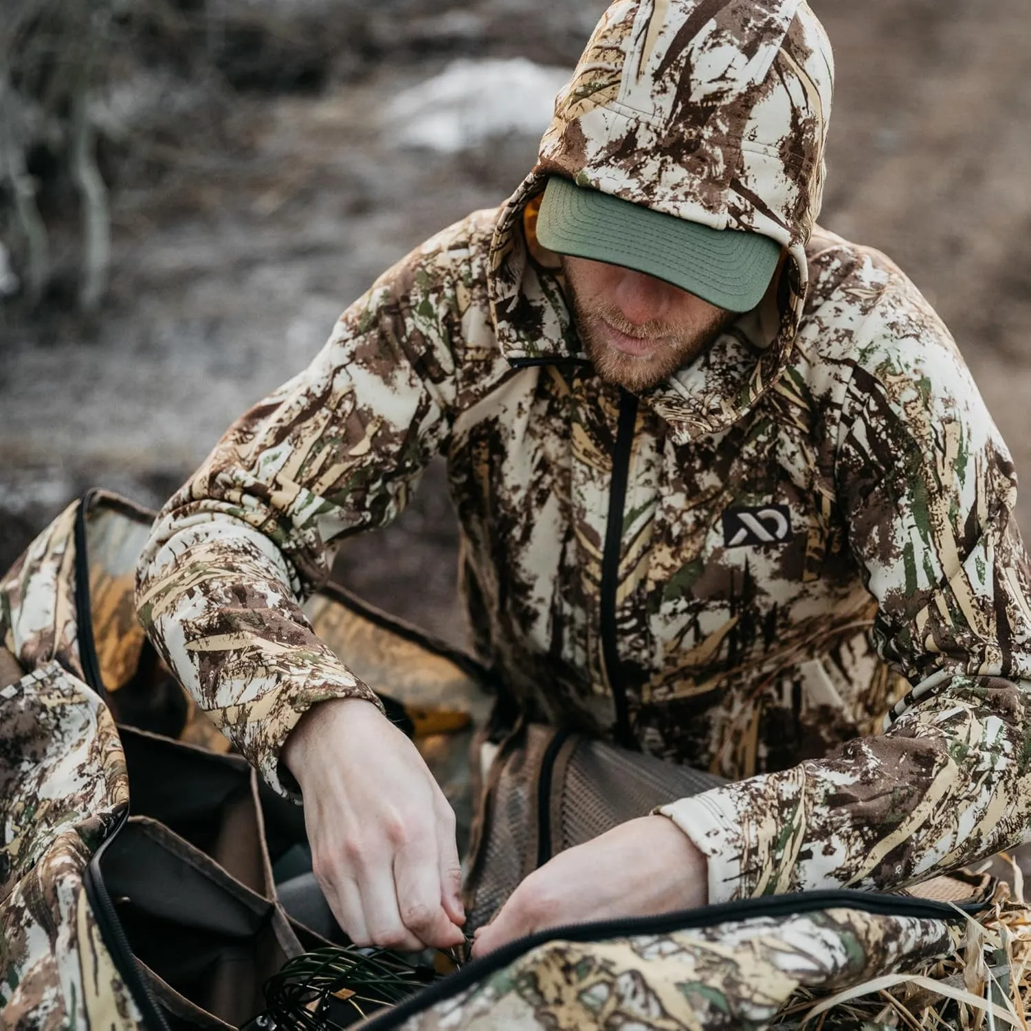 First Lite Men's Rugged Wool Zip Hoody - Durable Merino Wool Camo Hunting Jacket