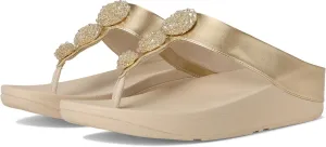 FitFlop Women's Fino Beadie-Button Metallic Toe-Post Sandals Wedge