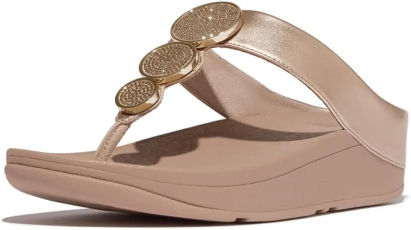 FitFlop Women's Halo Bead-Circle Metallic Toe-Post Sandals Wedge