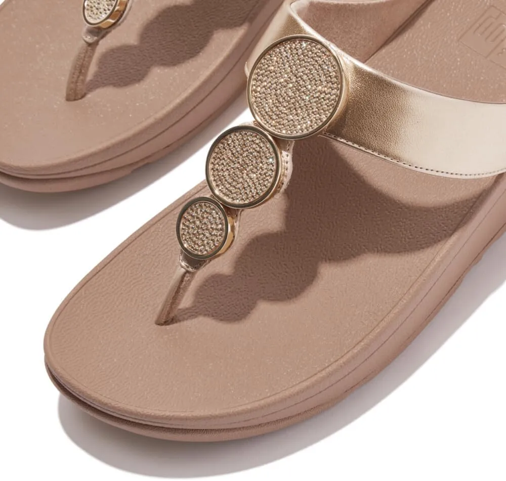 FitFlop Women's Halo Bead-Circle Metallic Toe-Post Sandals Wedge