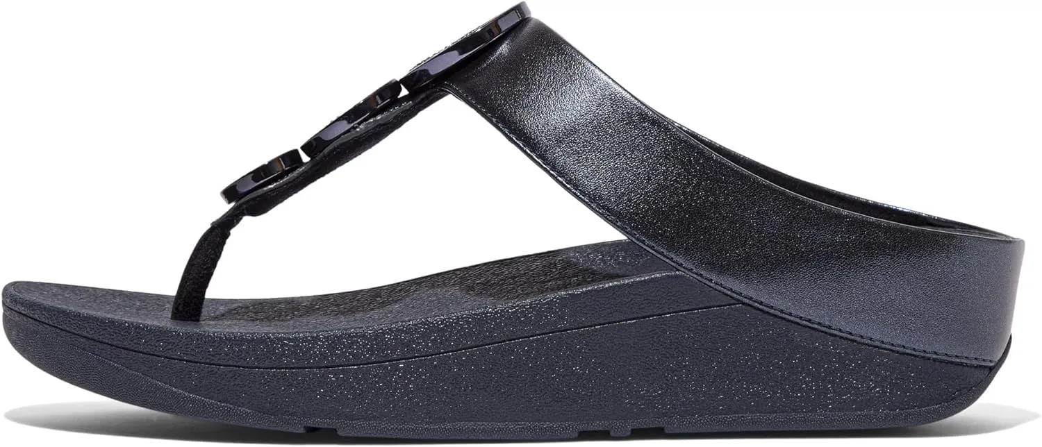 FitFlop Women's Halo Bead-Circle Metallic Toe-Post Sandals Wedge