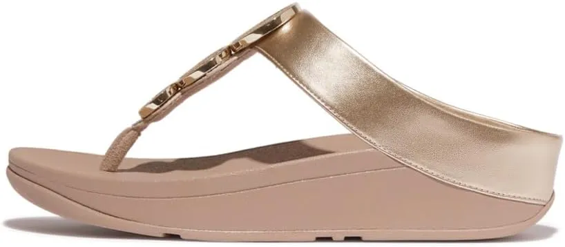 FitFlop Women's Halo Bead-Circle Metallic Toe-Post Sandals Wedge