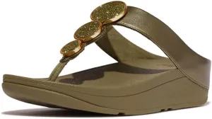 FitFlop Women's Halo Bead-Circle Metallic Toe-Post Sandals Wedge