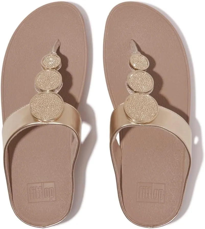 FitFlop Women's Halo Bead-Circle Metallic Toe-Post Sandals Wedge