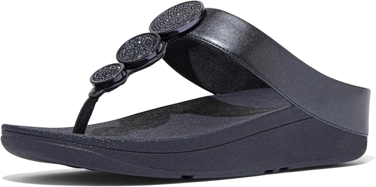 FitFlop Women's Halo Bead-Circle Metallic Toe-Post Sandals Wedge