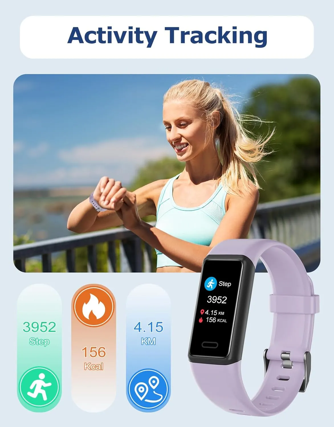Fitness Tracker, Fitness Watches for Men Women with 24/7 Heart Rate Monitor Sleep Tracker Step/Calorie Counter Stopwatch Pedometer IP68 Waterproof