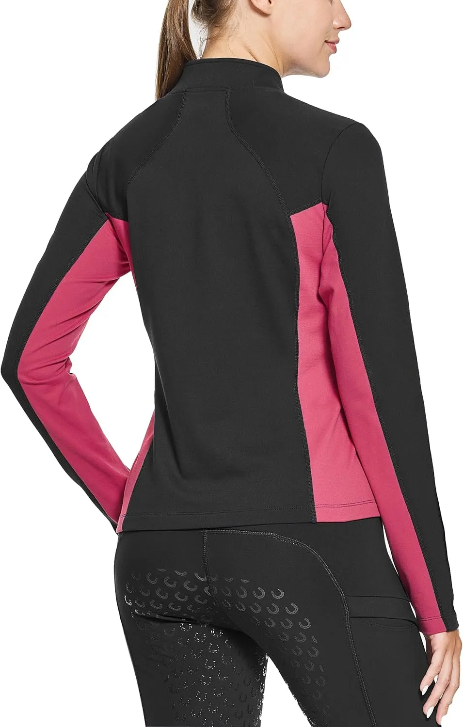 FitsT4 Sports Women's Thermal Fleece Lined Equestrian Shirt Half Zip Running Pullover Athletic Ski Shirt with Thumbholes