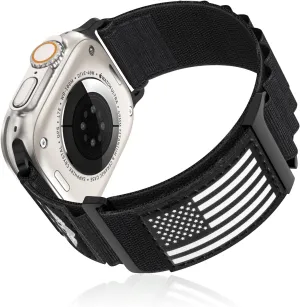 Flag Alpine Loop Nylon Watch Band Compatible with Apple Watch Ultra/Ultra 2 Series 10/9/8/7/6/5/4/3/2/1 SE Breathable Sport Flag iWatch Wristband for Apple Watch 49/46/45/44/42/41/40/38mm