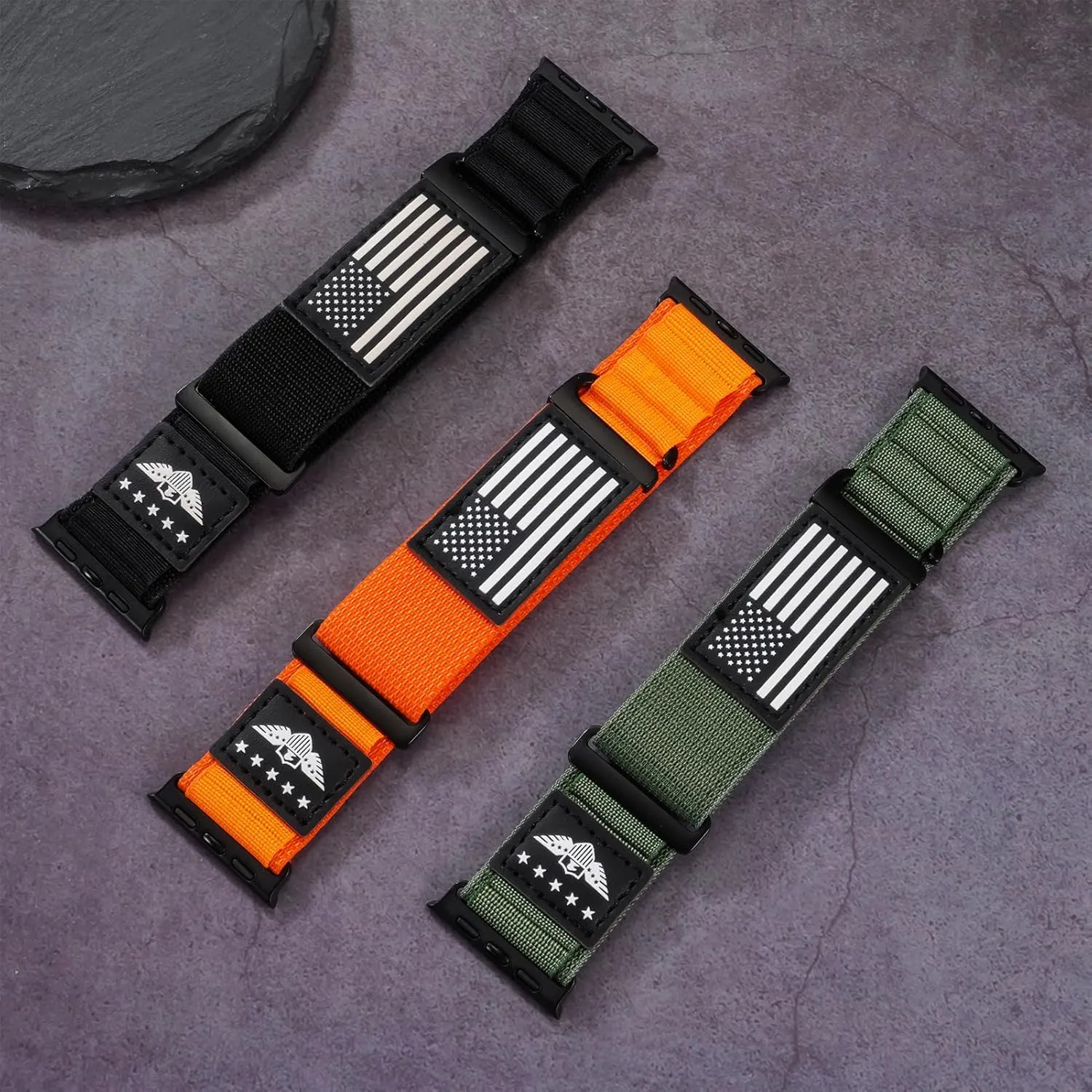 Flag Alpine Loop Nylon Watch Band Compatible with Apple Watch Ultra/Ultra 2 Series 10/9/8/7/6/5/4/3/2/1 SE Breathable Sport Flag iWatch Wristband for Apple Watch 49/46/45/44/42/41/40/38mm
