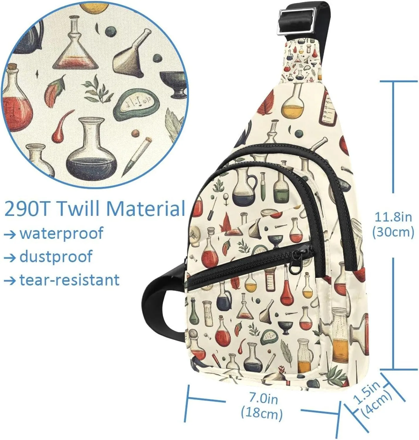 Flask Pestle Crossbody Sling Backpack Sling Bag Travel Hiking Chest Bag Daypack