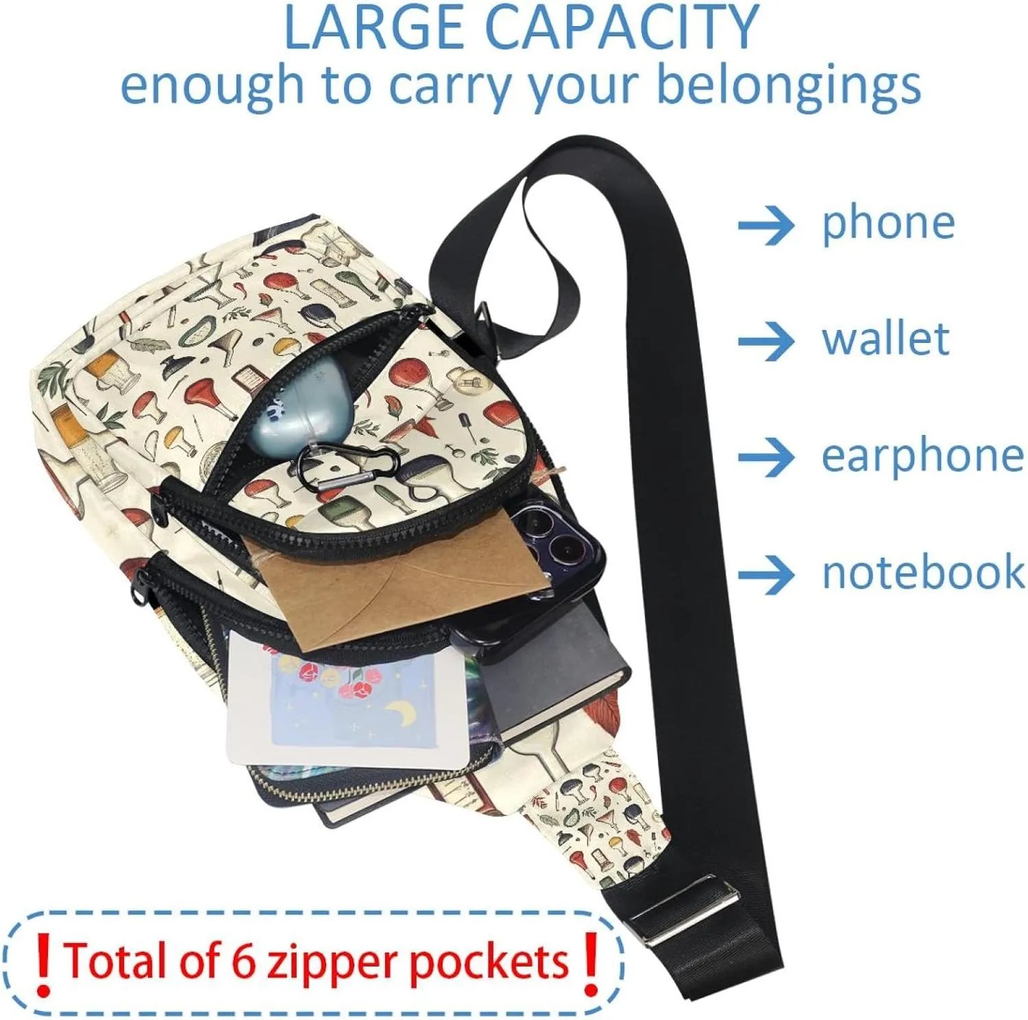 Flask Pestle Crossbody Sling Backpack Sling Bag Travel Hiking Chest Bag Daypack