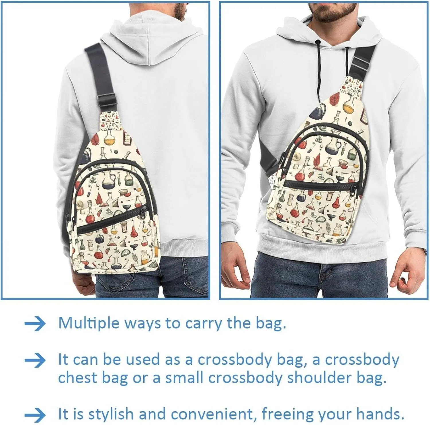 Flask Pestle Crossbody Sling Backpack Sling Bag Travel Hiking Chest Bag Daypack