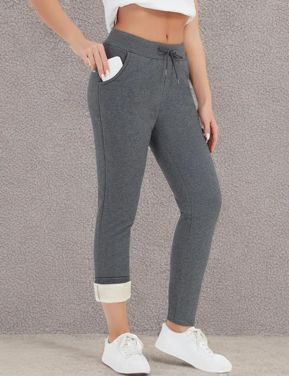 Flygo Womens Sherpa Lined Athletic Sweatpants Winter Active Joggers Fleece Pants