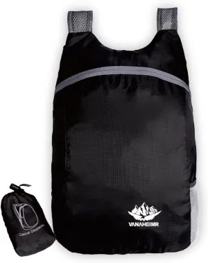 Foldable Backpack, 20L Lightweight Water Resistant Backpack for Men and Women Sports Camping Walking Biking Bag, Travel Outdoor Hiking Daypack, Black