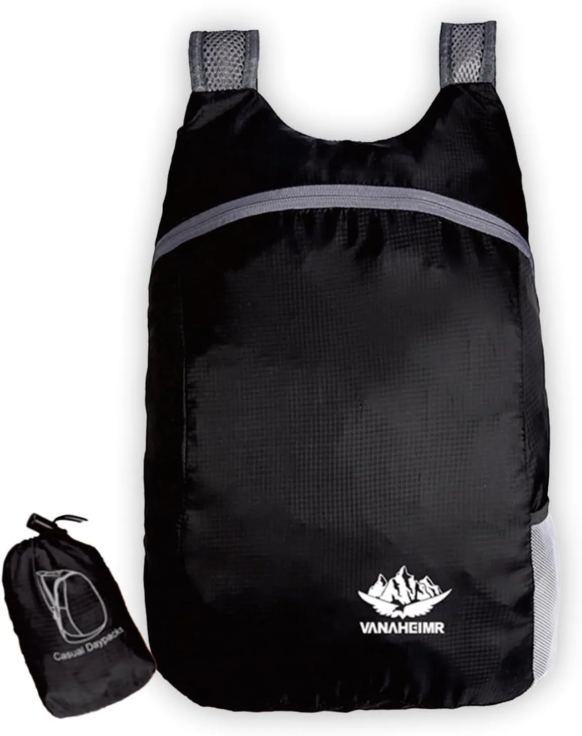 Foldable Backpack, 20L Lightweight Water Resistant Backpack for Men and Women Sports Camping Walking Biking Bag, Travel Outdoor Hiking Daypack, Black