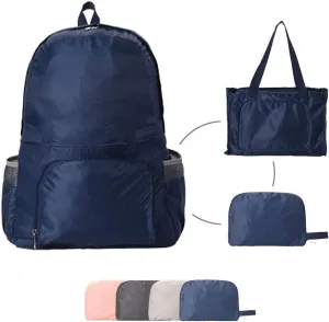 FOLDABLE LIGHTWEIGHT DURABLE WATER RESISTANT TRAVEL BACKPACK | PACKABLE BACKPACK | DAYPACK (Navy Blue)