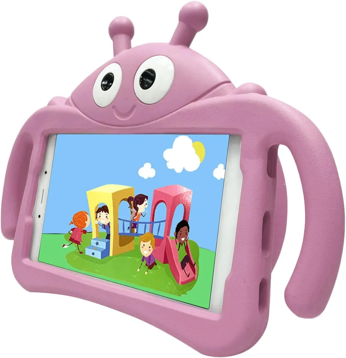 for Alcatel Joy Tab 2 Case for Kids, Children Friendly Shockproof Protective Stand Handle Cover for Joy Tab 2 Case Alcatel 2020 8" Tablet (Model: 9032Z) for Boys Girls, Cute Ladybug - Pink