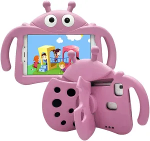 for Alcatel Joy Tab 2 Case for Kids, Children Friendly Shockproof Protective Stand Handle Cover for Joy Tab 2 Case Alcatel 2020 8" Tablet (Model: 9032Z) for Boys Girls, Cute Ladybug - Pink