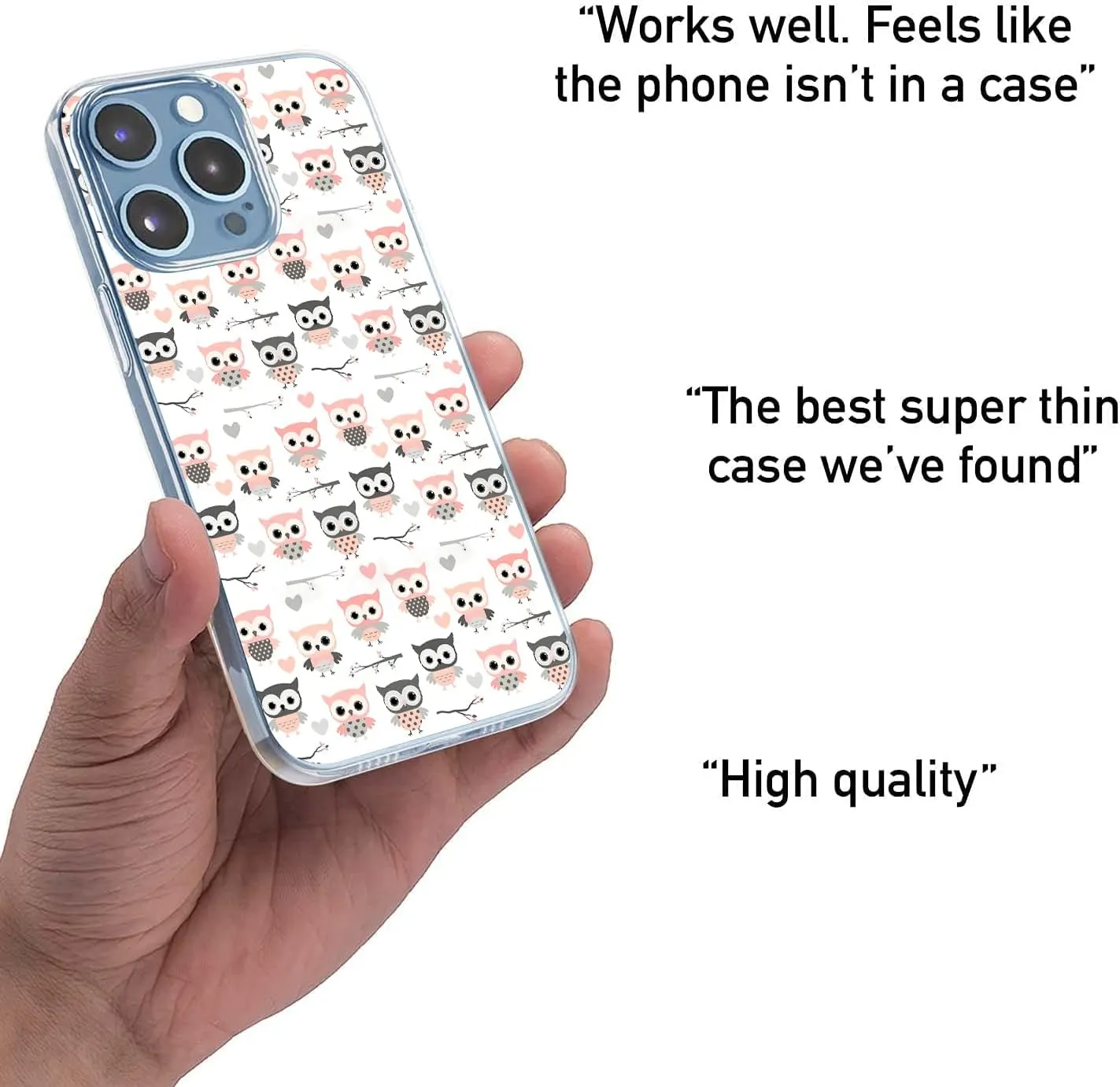 for iPhone 14 Pro Max Case Clear with Cute Love Heart Owl Printed Design for Girls Women, Shockproof, Slip Resistant Slim Fit Protective Phone Case