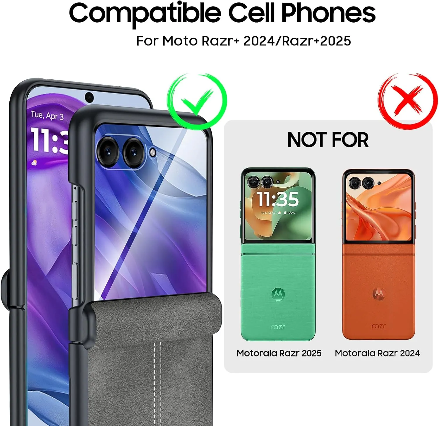 for Motorola razr  Plus 2024 Case/Razr  Plus 2025 Case Built-in Screen Protector& Hinge Protection & Ultra Thin PU Leather Matte PC Shockproof Phone Case for Moto Razr  2024/Razr  2025 (Gray)