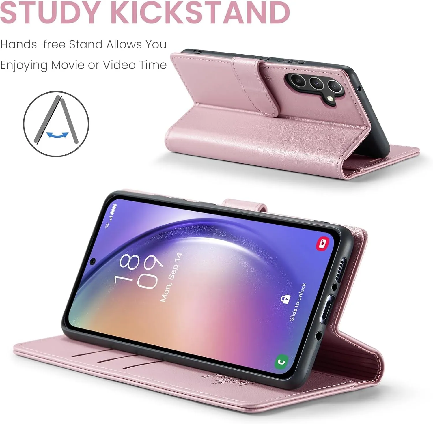 for Samsung Galaxy A15 5G Wallet Case with RFID Blocking Credit Card Holder, PU Leather Folio Flip Kickstand Protective Shockproof Cover Women Men for Samsung A15 Phone Case (Rose Gold)