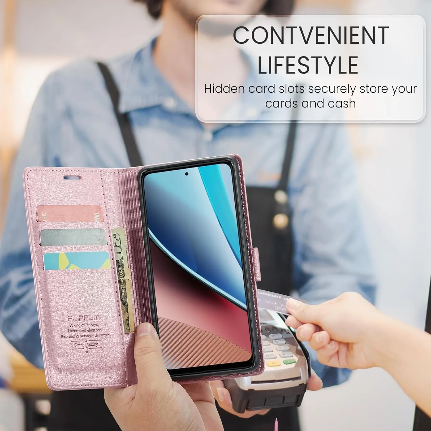 for Samsung Galaxy A15 5G Wallet Case with RFID Blocking Credit Card Holder, PU Leather Folio Flip Kickstand Protective Shockproof Cover Women Men for Samsung A15 Phone Case (Rose Gold)
