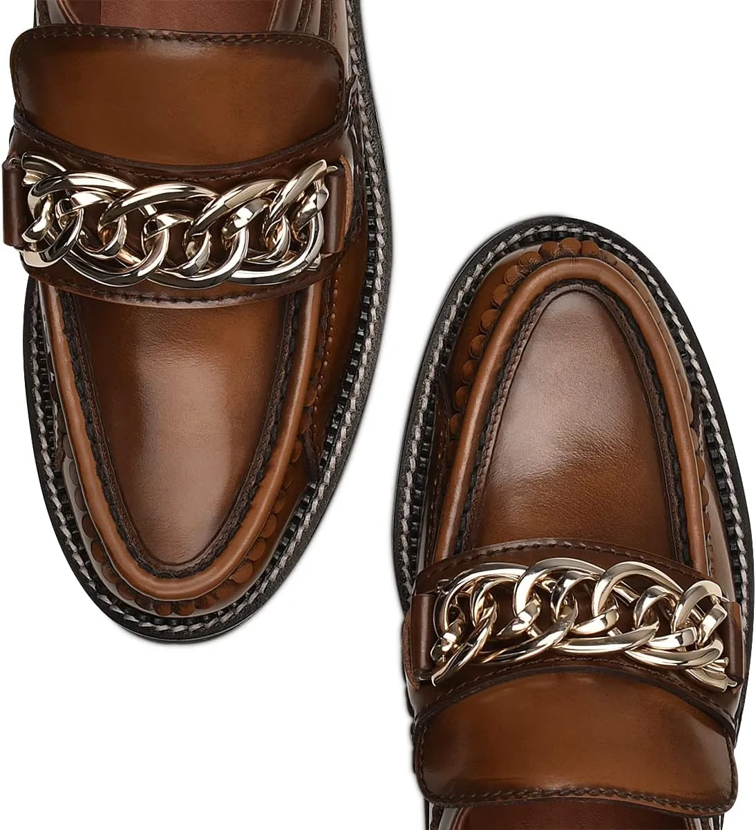 FRANCO CUADRA Women's Slip On Moccasin in Genuine Leather Brown