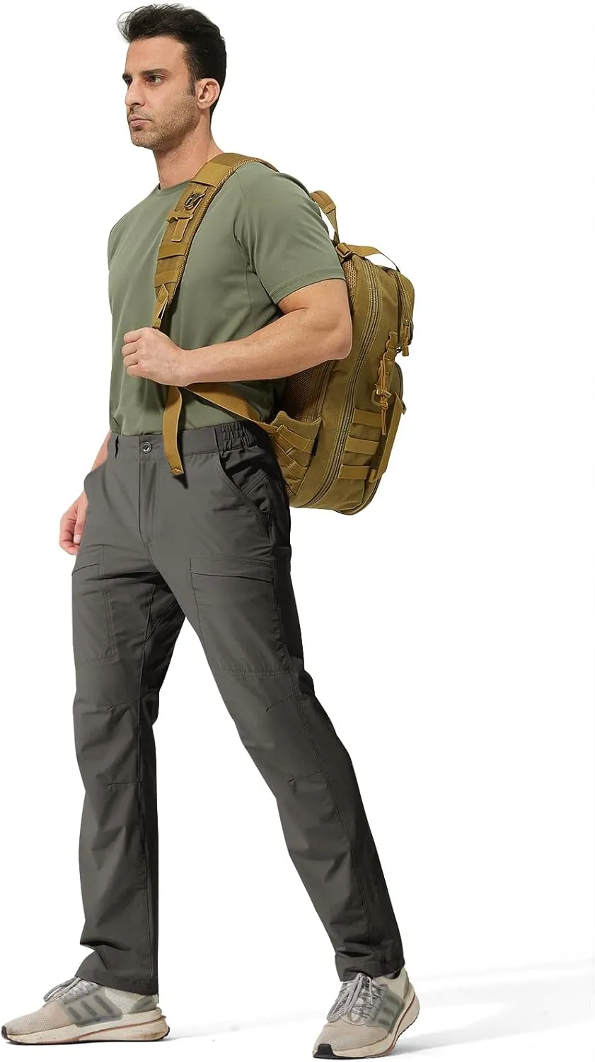 FREE SOLDIER Men's Outdoor Cargo Hiking Pants with Belt Lightweight Waterproof Quick Dry Tactical Pants Nylon Spandex