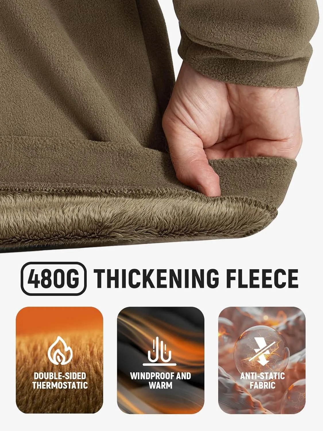 FREE SOLDIER Men's Tactical Fleece Lined Jacket Long Sleeve Crewneck Sweatshirts Pullover with Pockets Commando Sweater