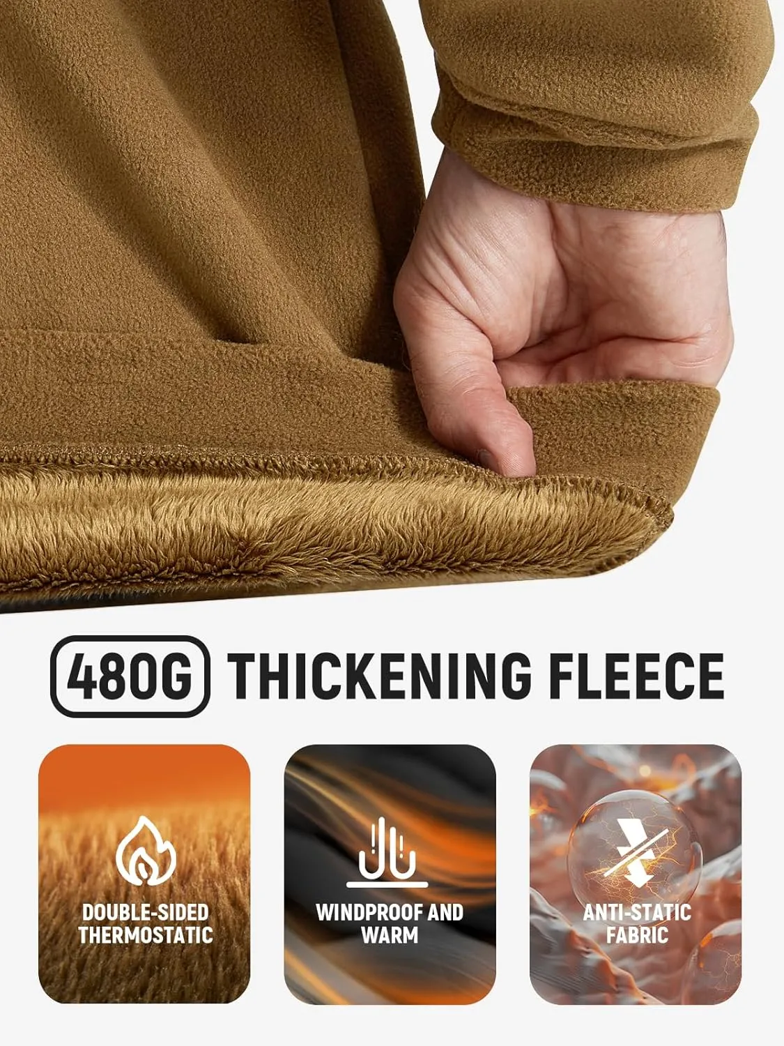 FREE SOLDIER Men's Tactical Fleece Lined Jacket Long Sleeve Crewneck Sweatshirts Pullover with Pockets Commando Sweater