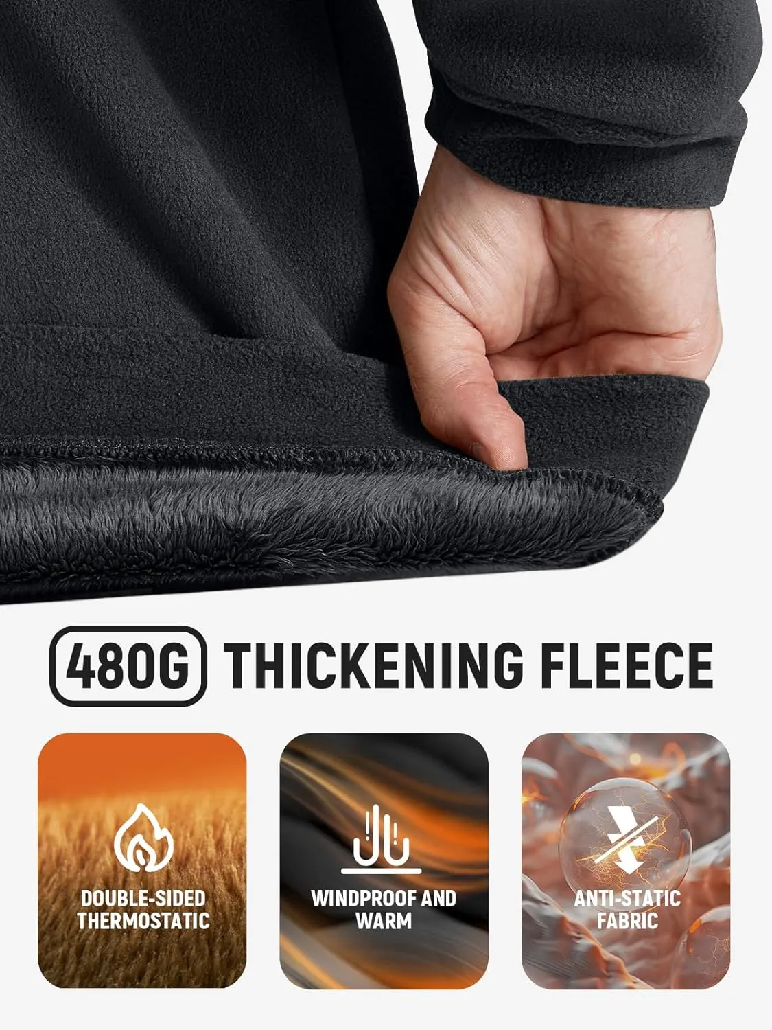 FREE SOLDIER Men's Tactical Fleece Lined Jacket Long Sleeve Crewneck Sweatshirts Pullover with Pockets Commando Sweater