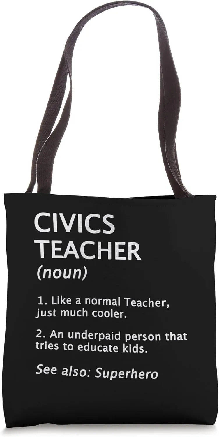 Funny Civics Teacher Definition & Description Tote Bag