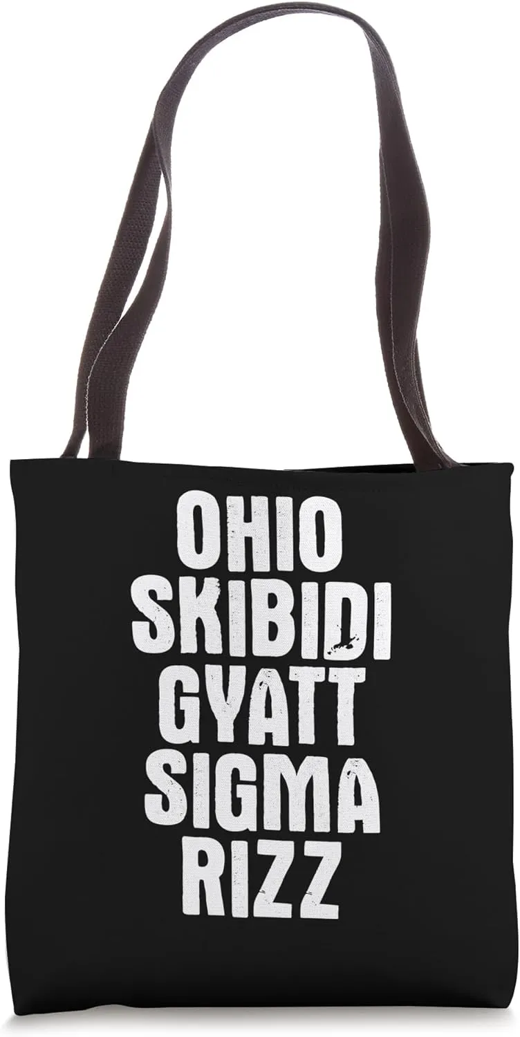 Funny Gen Alpha Slang Ohio Skibidi Gyatt Sigma Rizz Tote Bag