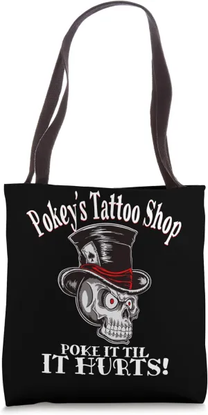 Funny Ironic Old School Tattoo Parlor Skull Logo Meme Quote Tote Bag