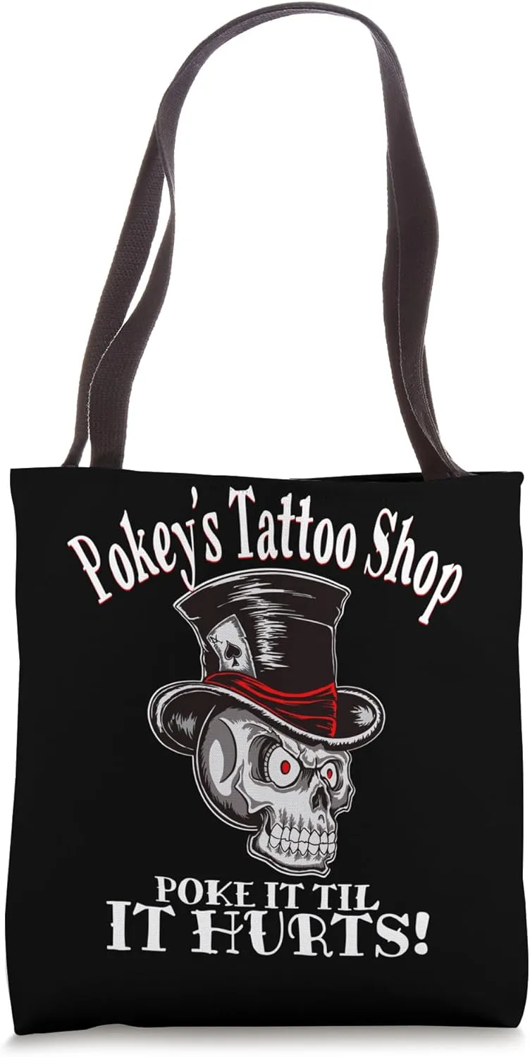 Funny Ironic Old School Tattoo Parlor Skull Logo Meme Quote Tote Bag