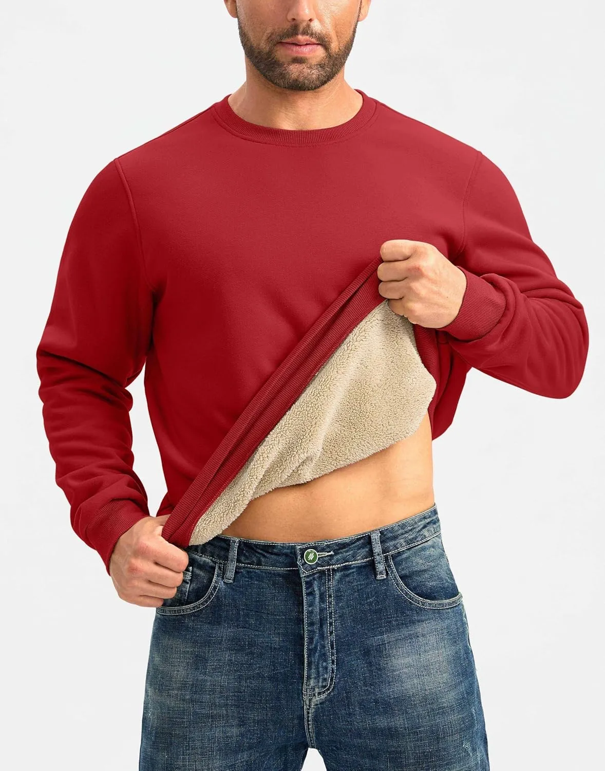 G Gradual Sherpa Lined Sweatshirts for Men Fleece Crewneck Sweatshirt Pullover Warm Shirts for Winter