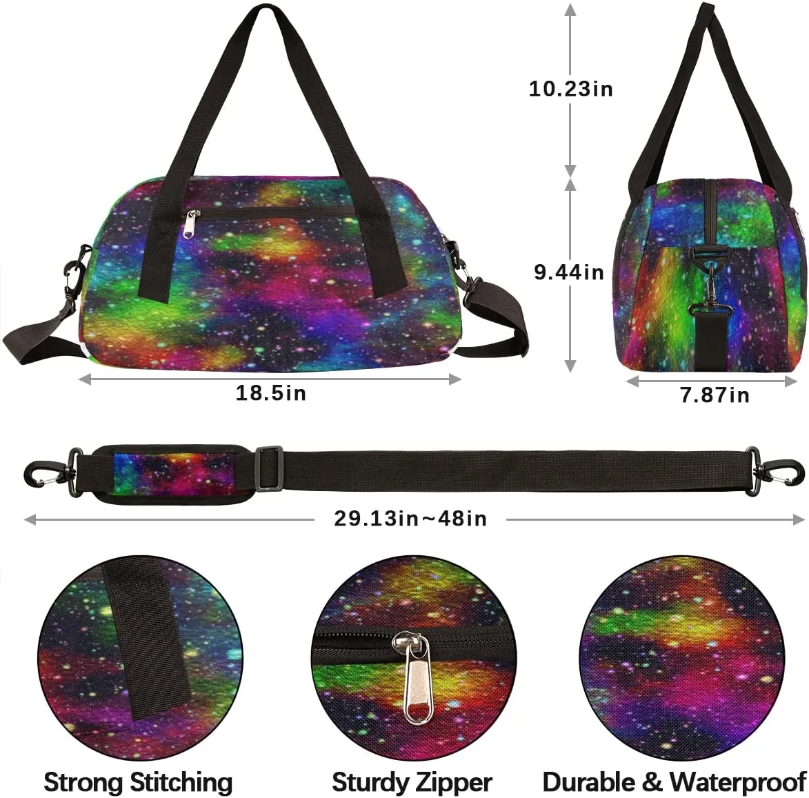 Galaxy Kids Duffel Bag for Girls Boys Teens, Galaxy Oil Painting Dance Bag Overnight Small Duffel Bag Carry On Weekend Sports Gym Travel Bag for School Practice Gymnastics Ballet