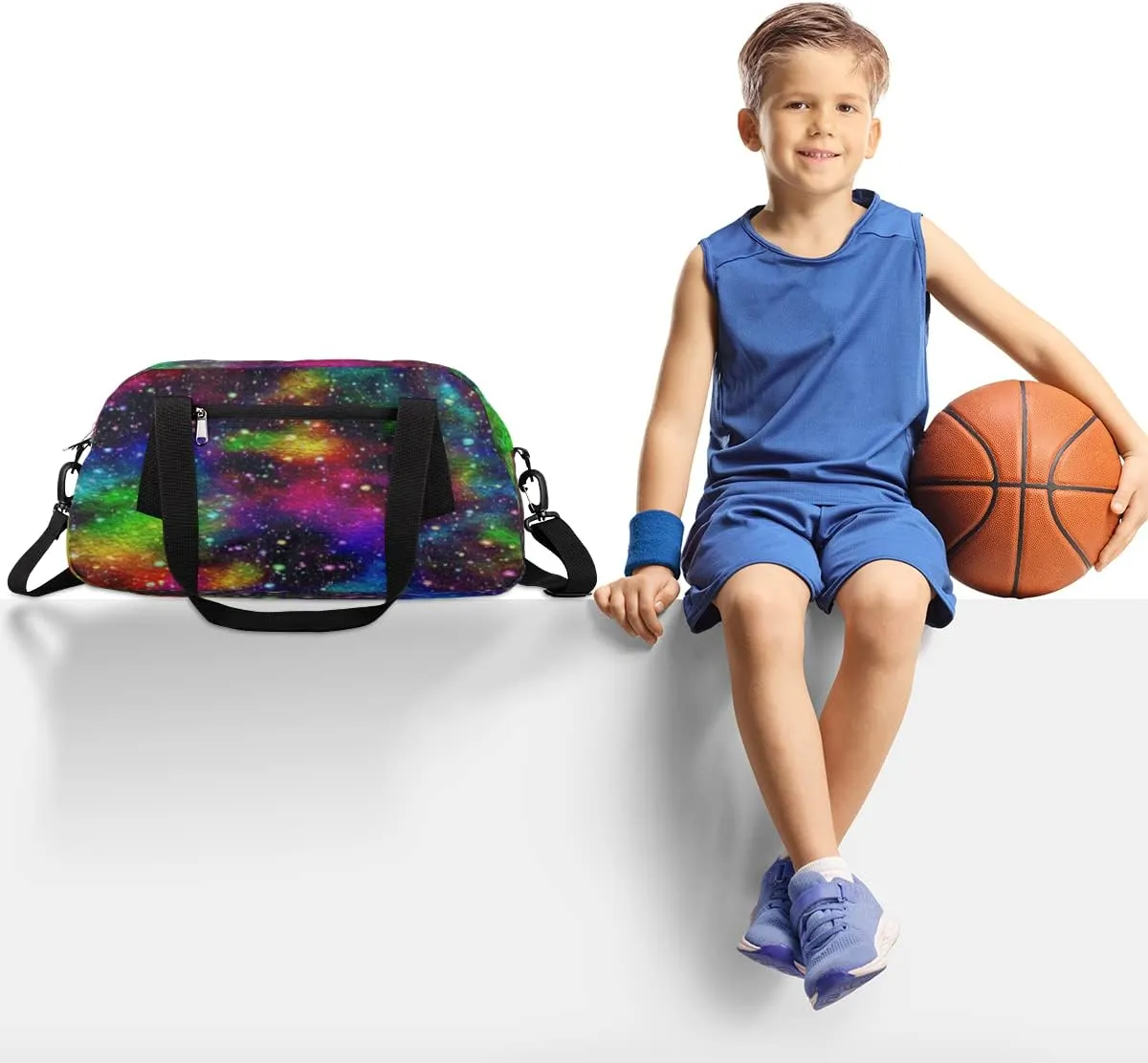 Galaxy Kids Duffel Bag for Girls Boys Teens, Galaxy Oil Painting Dance Bag Overnight Small Duffel Bag Carry On Weekend Sports Gym Travel Bag for School Practice Gymnastics Ballet