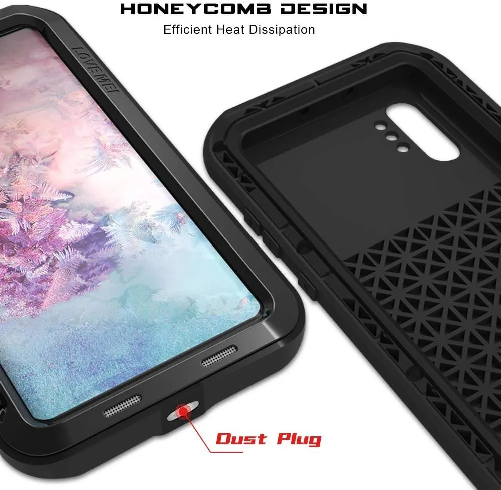 Galaxy Note 10 Plus Case,Bpowe Super Shockproof Silicone Aluminum Metal Armor Tank Heavy Duty Sturdy Protector Cover Hard Case for Samsung Galaxy Note 10 Plus/Galaxy Note 10  5G 6.8" 2019 (Black)