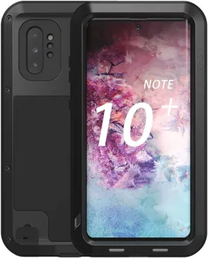 Galaxy Note 10 Plus Case,Bpowe Super Shockproof Silicone Aluminum Metal Armor Tank Heavy Duty Sturdy Protector Cover Hard Case for Samsung Galaxy Note 10 Plus/Galaxy Note 10  5G 6.8" 2019 (Black)