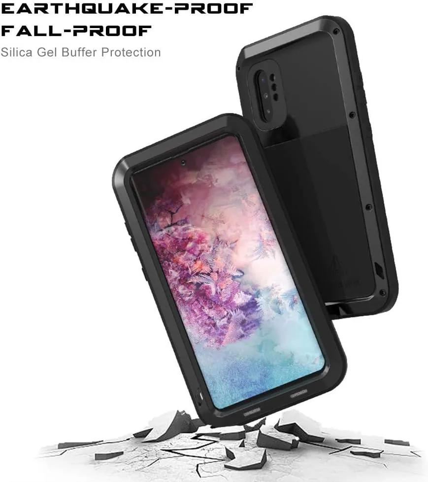 Galaxy Note 10 Plus Case,Bpowe Super Shockproof Silicone Aluminum Metal Armor Tank Heavy Duty Sturdy Protector Cover Hard Case for Samsung Galaxy Note 10 Plus/Galaxy Note 10  5G 6.8" 2019 (Black)