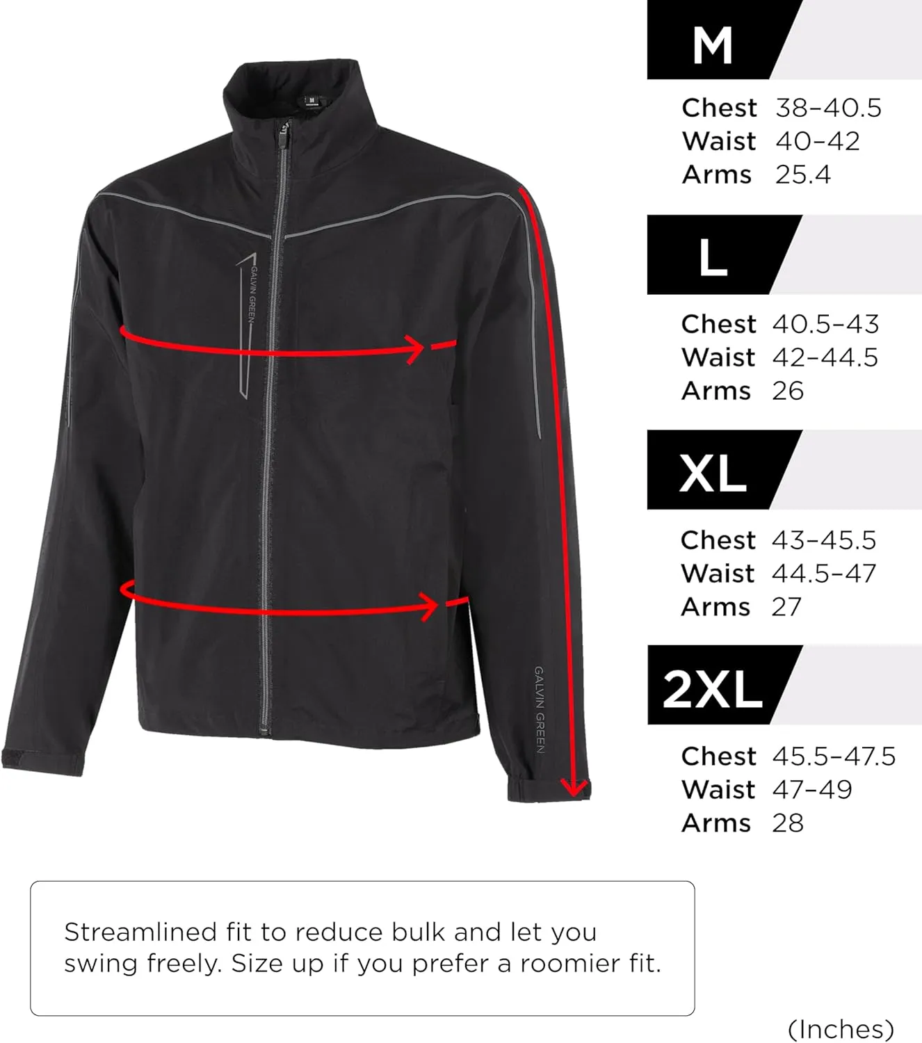 Galvin Green Mens GORE-TEX Paclite Waterproof Golf Rain Jacket, Packable Golf Jacket Men in Sizes M-XXL